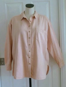 Anthropologie Pilcro Cotton & Linen Pale Peach Utility Shacket Shirt Jacket OS L - Picture 1 of 15