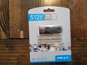 PNY Elite Turbo Attache 4 512 Go USB 3.2 Flash Drive 4K Ultra HD *NEUF* - Photo 1/2