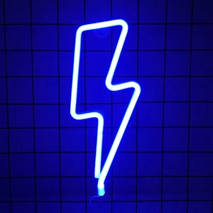 Cute Neon Lightning Sign, Battery or USB Powered Night Light as Wall Decor for K - Picture 1 of 12