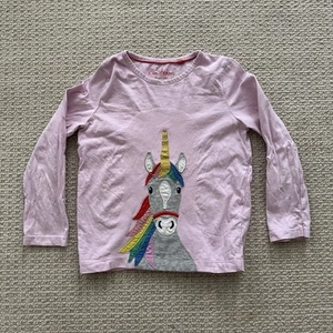 Mini Boden Girls Unicorn Appliqué Shirt Size 5 6 Pink Long Sleeve - Picture 1 of 7