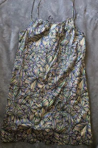 Marc Jacobs Dress Size S/M Abstract Floral Spaghetti Strap Pocket Mini Blue Pink - Picture 1 of 5