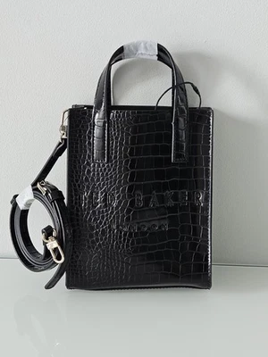 Ted Baker Croc Detail Mini Icon Bag - BLACK - Image 1 of 4