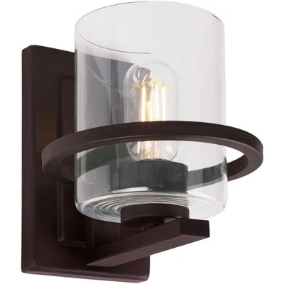 Aplique de pared negro de 7 pulgadas Forte Lighting 2404-01-04 Halo 1 luz Foto 1 de 4