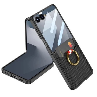 Funda protectora de pantalla a prueba de golpes con 7 tarjeteros abatibles para Samsung Galaxy Z + anillo Foto 1 de 4