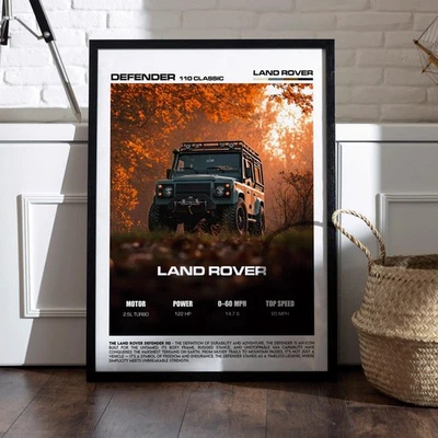Póster Land Rover Defender 110 clásico todoterreno 4x4 impresión de coche de aventura Foto 1 de 4
