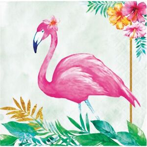 Flamingo Floral Beverage Napkins Paper 16 Per Pack Premium Strength Tableware