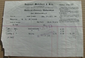Vintage 1913 Samuel Mitchell & Bro Briefkopf Quittung - Belfast, Maine - Bild 1 von 1