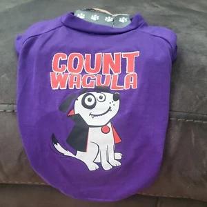 NWT Novelty Pet Tee Size Medium 14"-16" Happy Halloween Count Wagula Dog - Picture 1 of 5