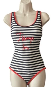 Boden One piece Swimsuit Navy White Red striped Jump In Size 6 Padded Nautical - Picture 1 of 10