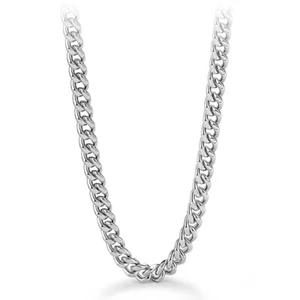 Collana catena maglia cubana Miami vero argento sterling 925 unisex 6 mm 28" - Foto 1 di 6