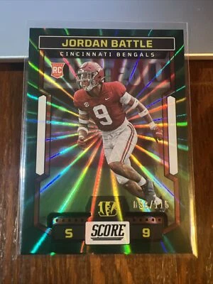 JORDAN BATTLE 2023 Score Green Spokes Rookie RC /115 #386 Cincinnati Bengals - Image 1 of 4