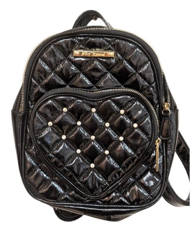 Betsey Johnson Patent Leather Heart Mini Backpack Black  display picture 1