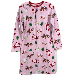 Carters Fleece Nightgown Girls Size XL Pink Long Sleeve Christmas Santa Holiday - Picture 1 of 6