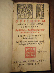 1584 Chiesa cattolica Officium Hebdomadae  Giunta rosso e nero 32 xilografie Leg