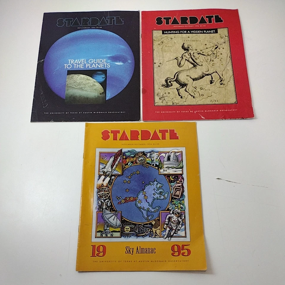 Vintage StarDate Astronomy Magazines 1994 Lot Sky Almanac Planets UT Austin Foto 1 de 4