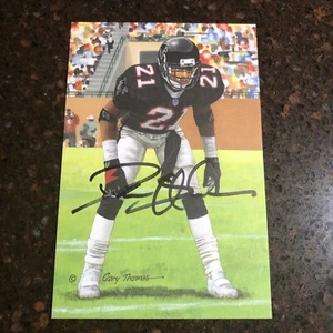 Deion Sanders SIGNED Atlanta Falcons Goal Line Art Card Black PSA/DNA AD34302 - Picture 1 of 5
