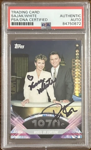 2011 TOPPS AMERICAN PIE WHEEL OF FORTUNE PAT SAJAK & VANNA WHITE SIGNED PSA DNA Cover