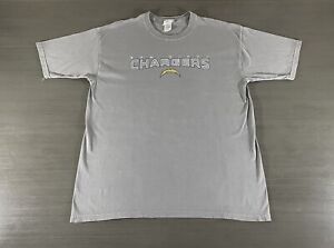 San Diego Chargers Shirt Mens Large Gray Blue Spell Out Logo Casual Football 00s