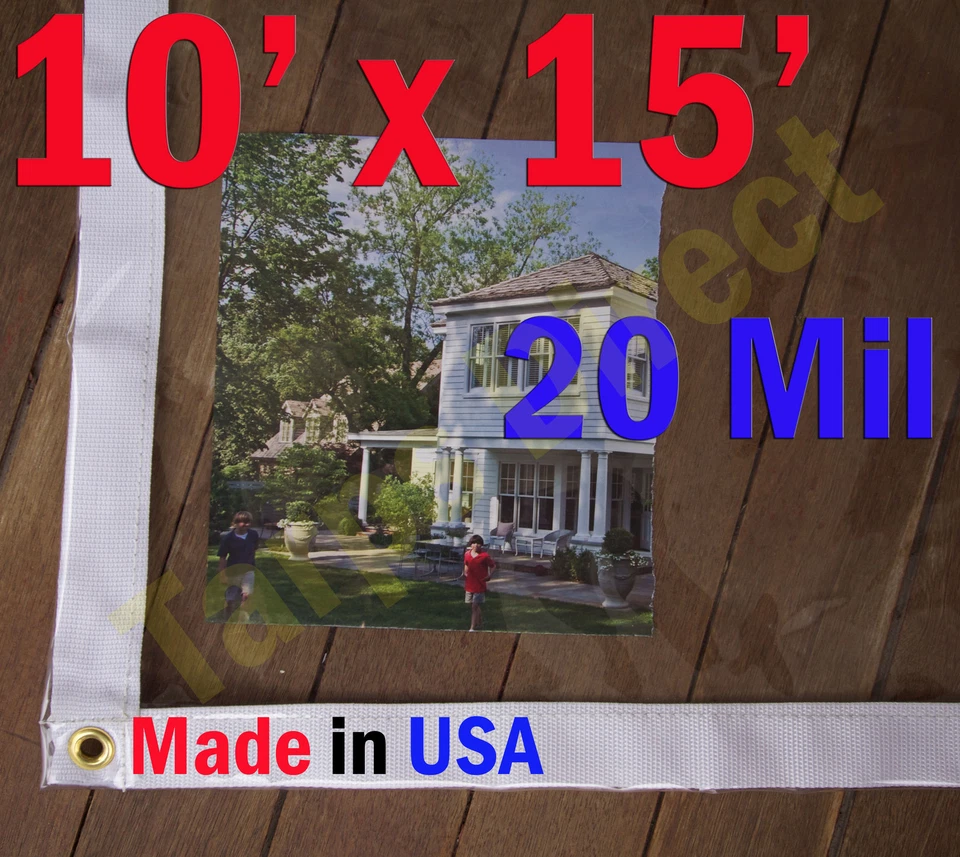 Lona de vinilo transparente de 20 mil de 10 pies x 15 pies cortina impermeable porche patio recinto Foto 1 de 1