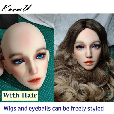 Muñeca Media Cabeza Shell Tocado Cara Afilada con Pelo Kigurumi Máscara CD Foto 1 de 4