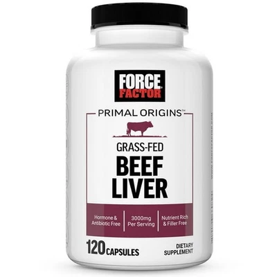 Force Factor Primal Origins cápsulas de fígado bovino poderosa dose de 3.000 mg 120 ct. - Imagem 1 de 4