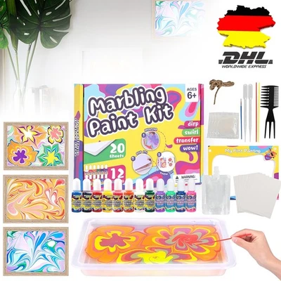Marmorierfarbe Bastelset Kinder Geschenk Wasser Malset Magic Marble Set 12Farben - Bild 1 von 4