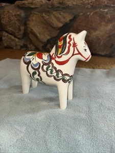 Scandia Dala Horse Figurine Ceramic Hand Painted Brazil 7" Vintage 70s - Picture 1 of 4