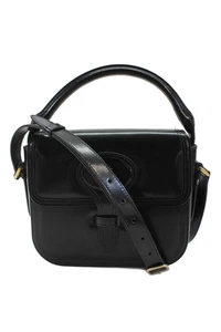 Bally Womens Single Strap Top Handle Logo Beckett Flap Shoulder Handbag Black - Picture 1 of 8