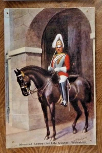 Postcard  Mounted Sentry 1st Life Guard Whitehall London 1936 1d stamp Wimbledon - Picture 1 of 2