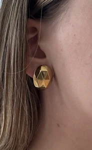 Monet Vintage Gold Toned Metal Faceted Earrings - Picture 1 of 3