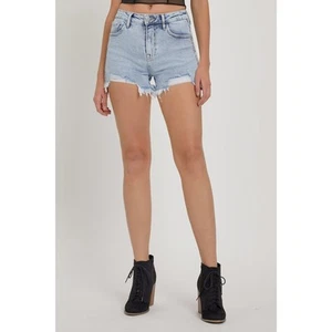 RISEN Denim-Shorts mit hohem Bund und Strassriemen verziert - RDS6081 - Größe Large - Bild 1 von 7