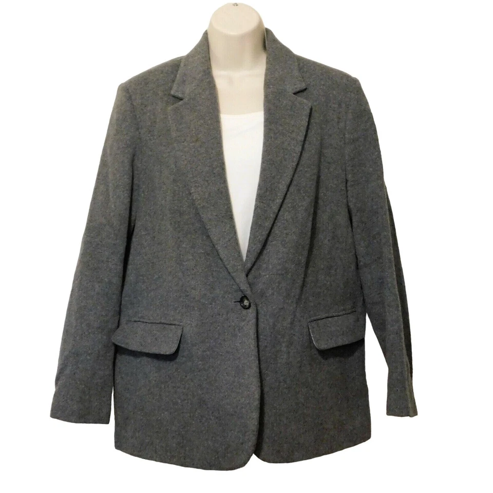 Chaqueta Preston & York 12 Gris Manga Larga Forrada Carrera Lana Cachemira Mezcla Foto 1 de 4