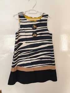 Next Girls Black Brown Ivory Striped Sleeveless Dress Size 5 Years 110 Cm - Picture 1 of 6