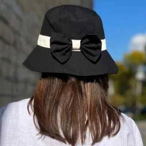 Sprigs Adjustable Bucket Hat with Bow-Black/Ivory-One Size A641423 NEW - Picture 1 of 8