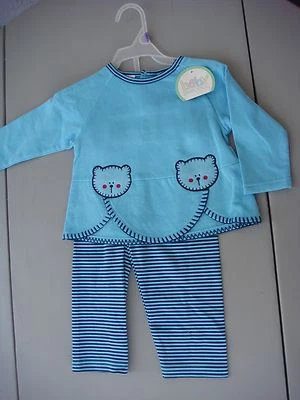Conjunto Simply Basic 2 peças de ursos aplique azul tamanho 12 meses (*) - Imagem 1 de 4