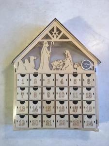 NWT LED Wood Advent Calendar, 24 Compartments - Picture 1 of 3
