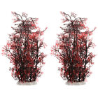  2 Pcs Rot PVC Kunststoff Und Keramik Basis Simulation Korallen Baum Aquarium