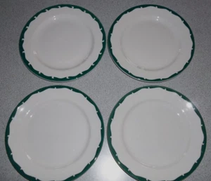 Vtg STERLING Vitrified China 4 Dinner Plates Green Wave East Liverpool Ohio 9" - Picture 1 of 9