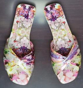CHRISTIAN LOUBOUTIN Nicol Floral Satén Deslizadores Zapatos Mujer Talla 7 UE Talla 37.5 - Imagen 1 de 7