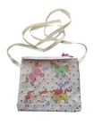 NEW Childrens cream unicorn print fabric zip money purse long strap bag summer