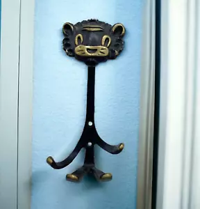Walter Bosse Lion Coat Hook Mid Century Modern Made in Vienna Austria Brass Rare - Picture 1 of 11