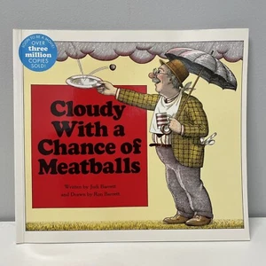 VTG Cloudy With a Chance of Meatballs 1982 Judi Barrett Paperback 9.5" x 8.5" - Picture 1 of 3