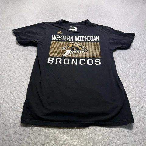 Western Michigan Broncos Adidas Go To Tee Shirt Mens Medium M Black Short Sleeve Cover