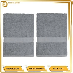 Extra Large Bath Towels 100% Cotton 27"X54", 2/ Piece, Soft Quick Light Grey - Picture 1 of 5