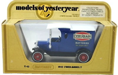 RARE Matchbox of Yesteryear No:Y-12 FORD Model T Van in EVER READY BATTERIES MIB - Image 1 of 4