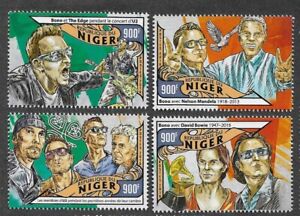 U2 ROCK MUSIC GROUP SET OF SPECIAL STAMPS  NIGER MNH UNMOUNTED SINGERS