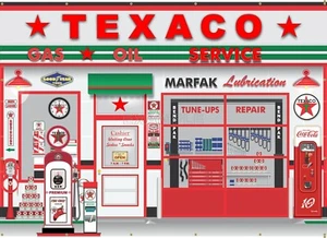 PERSONALIZADO TEXACO GASOLINERA VINILO BANNER MURAL TELÓN DE FONDO ESCENA 10' ALTO X 14' ANCHO - Imagen 1 de 1