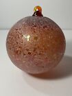 Vintage Blown Glass WITCH BALL Ornament ORANGE Iridescent 4&quot;