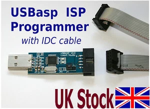 USB ISP Programmer with IDC cable AVR ATMEL ATMega ATTiny USBasp - UK Stock - Picture 1 of 1