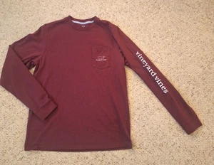 Vineyard Vines Youth Vintage Long Sleeve Pocket Tee XL (18) Maroon Whale Logo - Bild 1 von 23